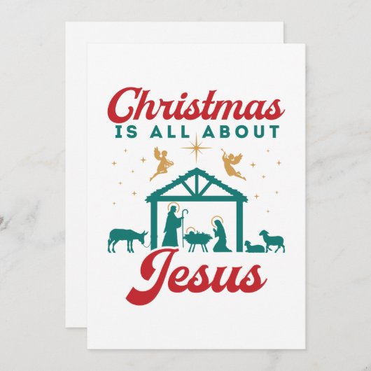 Kerstmis gaat helemaal over Jezus Nativiteitsscène Feestdagenkaart (Voorkant / Achterkant)