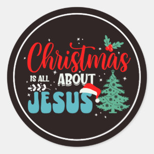 Kerstmis gaat over Jezus-43687 Tweekleurige koffie Ronde Sticker