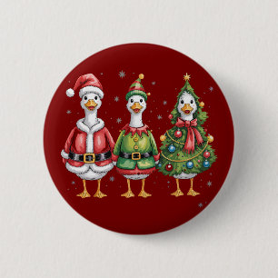 Kerstmis Gans Kerstman Eend Grappige Gans Ronde Button 5,7 Cm