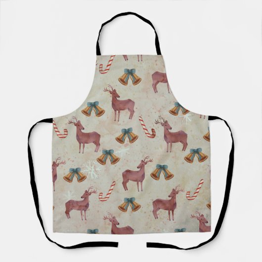 Kerstmis, gebell Deer Candy Cane Apron Schort (Voorkant)