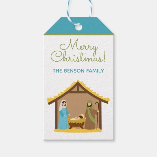Kerstmis Geboorte Gepersonaliseerde Gift Labels Cadeaulabel (Voorkant)