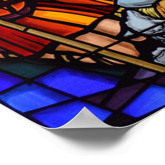 Kerstmis Geboorte Glas in lood Afbeelding Baby Jes Poster (Hoek)