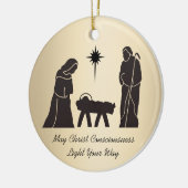 Kerstmis Geboorte Inspirerend Gezegde Goud Keramisch Ornament (Links)