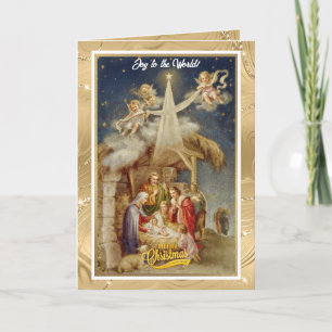 Kerstmis geboorte klassieke religieuze vintage notitiekaartje