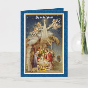 Kerstmis geboorte klassieke religieuze vintage notitiekaartje