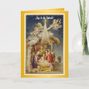 Kerstmis geboorte klassieke religieuze vintage notitiekaartje
