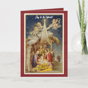 Kerstmis geboorte klassieke religieuze vintage notitiekaartje
