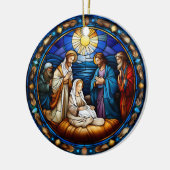 Kerstmis Geboorte Scène Glas in lood Keramisch Ornament (Links)