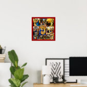 Kerstmis  geboorte van Christus Collage Poster (Thuiskantoor)