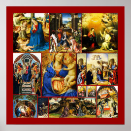Kerstmis  geboorte van Christus Collage Poster