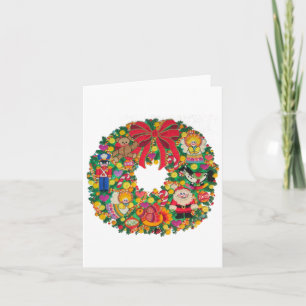 Kerstmis Geborduurd Wreath Kaart