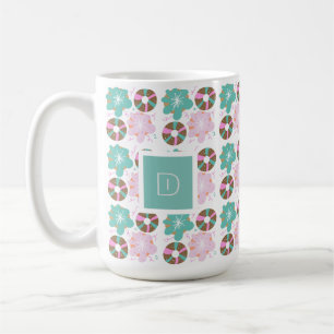 Kerstmis Gebrande Donuts Roze Doodles Initiaal Koffiemok