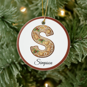 Kerstmis Gebruikte Broodletter S Monogram Keramisch Ornament