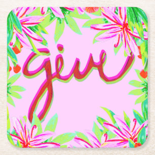 Kerstmis - Geef Vierkante Kartonnen Onderzetter