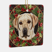 Kerstmis Geel Lab Hond Keramisch Ornament (Rechts)