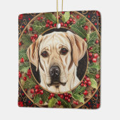 Kerstmis Geel Lab Hond Keramisch Ornament (Links)