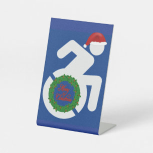 Kerstmis Gehandicapt Reclamebord Met Voetstuk