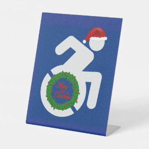 Kerstmis gehandicapten reclamebord met voetstuk