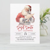 Kerstmis Geheim Santa Gift Exchange Uitnodiging (Staand voorkant)