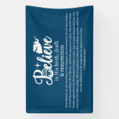 Kerstmis Geloof in Jezus Geboorte Blauw Wit Spandoek (Verticaal)