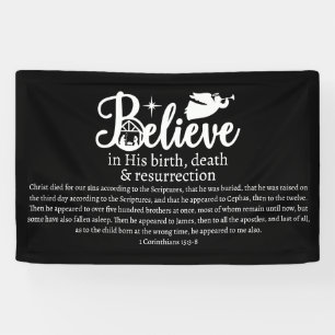 Kerstmis Geloof in Jezus Geboorte Zwart Wit Spandoek