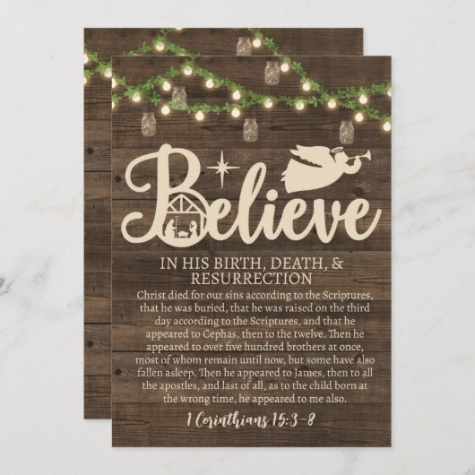 Kerstmis gelooft Jezus Nativiteit Rustige Hout Feestdagenkaart (Voorkant / Achterkant)