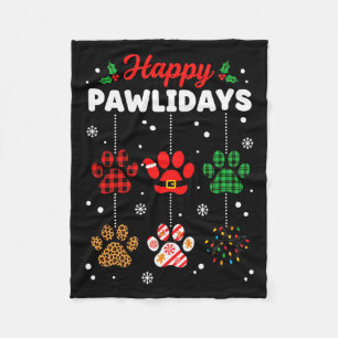 Kerstmis Gelukkig Pawlidays Buffalo Plaid Paw Kers Fleece Deken