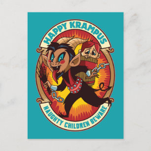 Kerstmis Gelukkige Krampus Ondeugende Kinderen Pas Uitnodiging Briefkaart