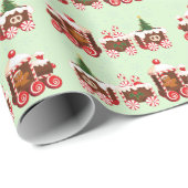 Kerstmis gember brood trein cadeaupapier (Rol Hoek)