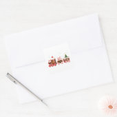 Kerstmis gember brood trein vierkante sticker (Envelop)