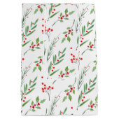 Kerstmis Gemengde Botanische Patroon Medium Gift B Medium Cadeauzakje (Achterkant)