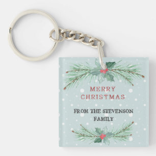 Kerstmis, gepersonaliseerd, Spruce, mistletoe Sleutelhanger