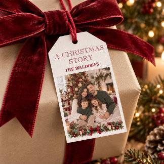 Kerstmis Gepersonaliseerde Familie Foto Cadeau Lab Cadeaulabel