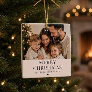 Kerstmis Gepersonaliseerde Familie Foto Keramisch Ornament