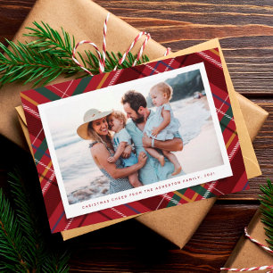Kerstmis geruite één foto klassieke kerstkaart