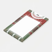 Kerstmis geruite groene rode kant Initialen Zakeli Post-it® Notes (Schuin)