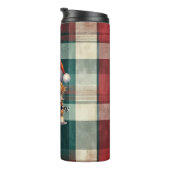 Kerstmis geruite kerstkat met naam thermosbeker (Geroteerd rechts)