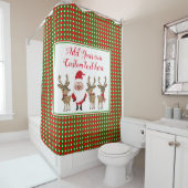 Kerstmis geruite Kerstman Rendier Aangepaste Typog Douchegordijn (In situ)