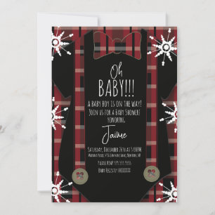Kerstmis geruite Oh Baby Shower Body Pak Kaart