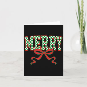 Kerstmis Geruite Preppy Coquette Strik Kerstmis Kaart