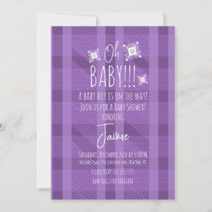 Kerstmis geruite sneeuwvlokken Baby Shower Violet Kaart
