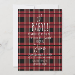 Kerstmis geruite strepen baby shower uitnodiging