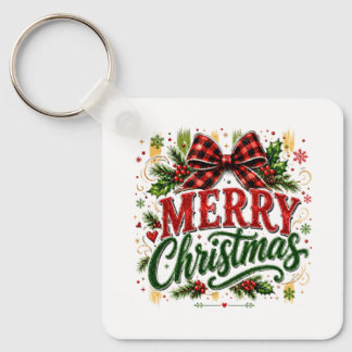 Kerstmis geruite strik sleutelhanger