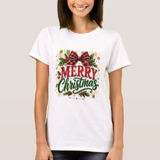Kerstmis geruite strik t-shirt