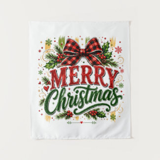 Kerstmis geruite strik wandkleed