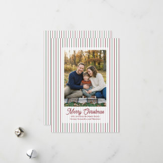 Kerstmis gestreept met rode tekst familie foto feestdagenkaart
