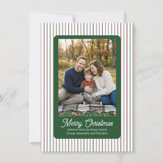 Kerstmis gestreepte kaart met groen veld familie f