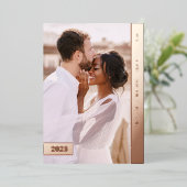 Kerstmis getrouwd | Roze gouden pasgetrouwd multi Folie Feestdagenkaart (Staand Voorkant)