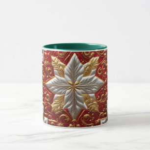 KERSTMIS ~ Gewatteerde 3D ~ Rood, Groen en Goud ~ Mok