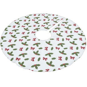 Kerstmis Gewone Hulst Plant En Rode Bogen Patroon Kerstboom Rok